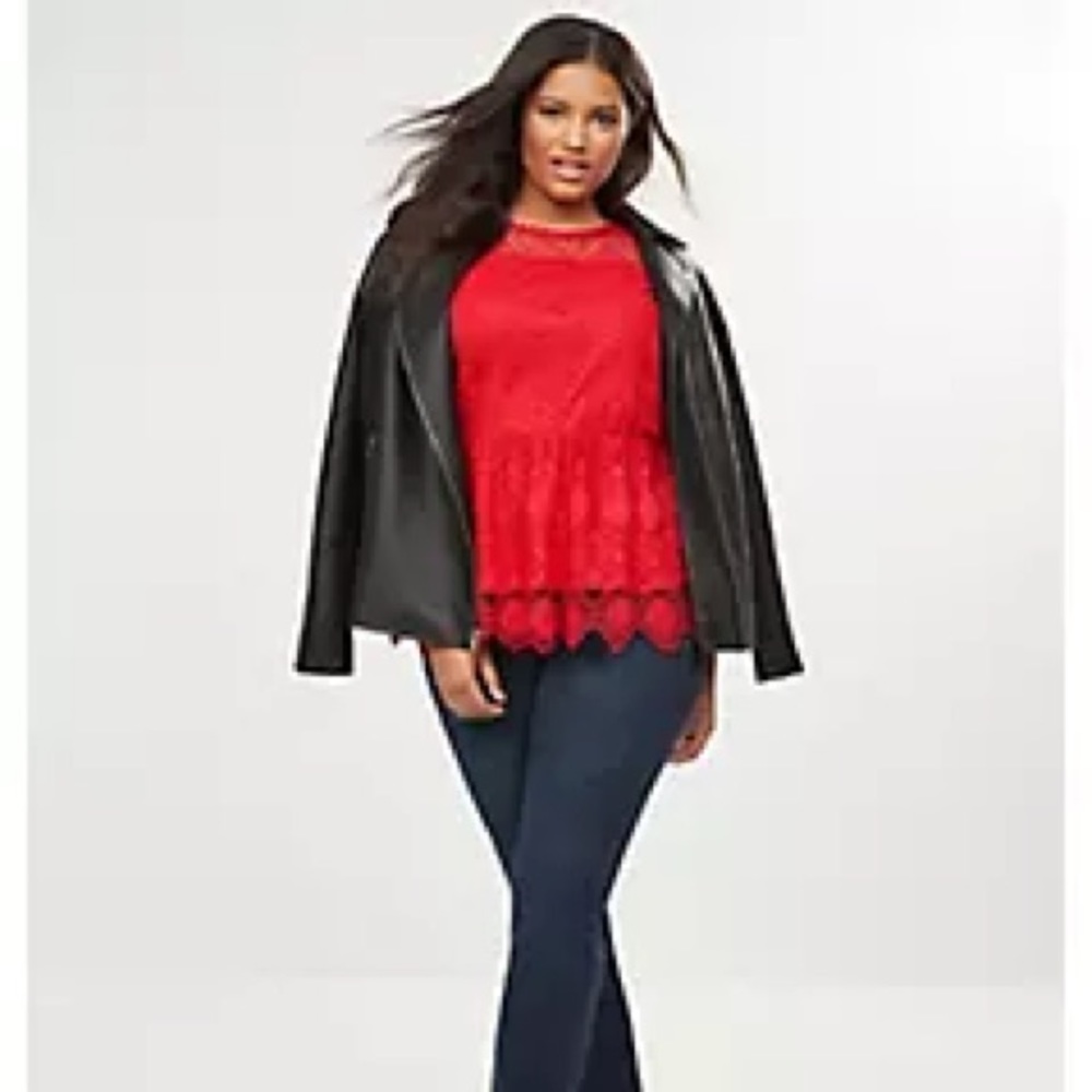 Red lace peplum